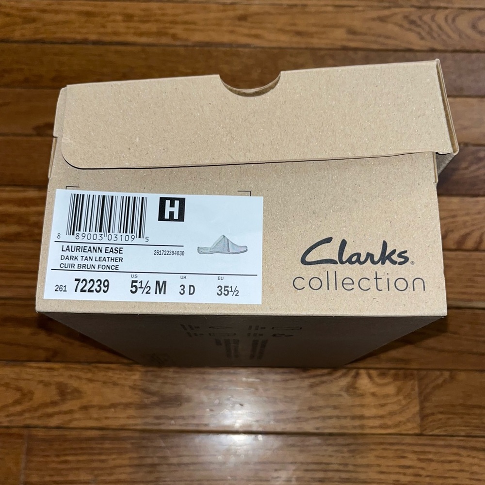 NEW Clarks Leather Laurieann Ease Slip On Mule Flats Dark Tan Women’s Size 5.5 - Picture 10 of 11